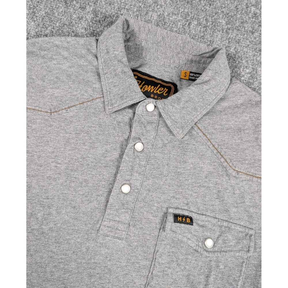 Howler Bros Ranchero Pearl Snap Polo Shirt Mens Small‎ Gray Western